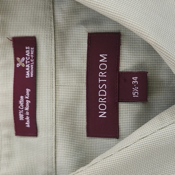 NORDSTROM Smartcare Wrinkle Free Green Button-Up Dress Shirt - Picture 6 of 7